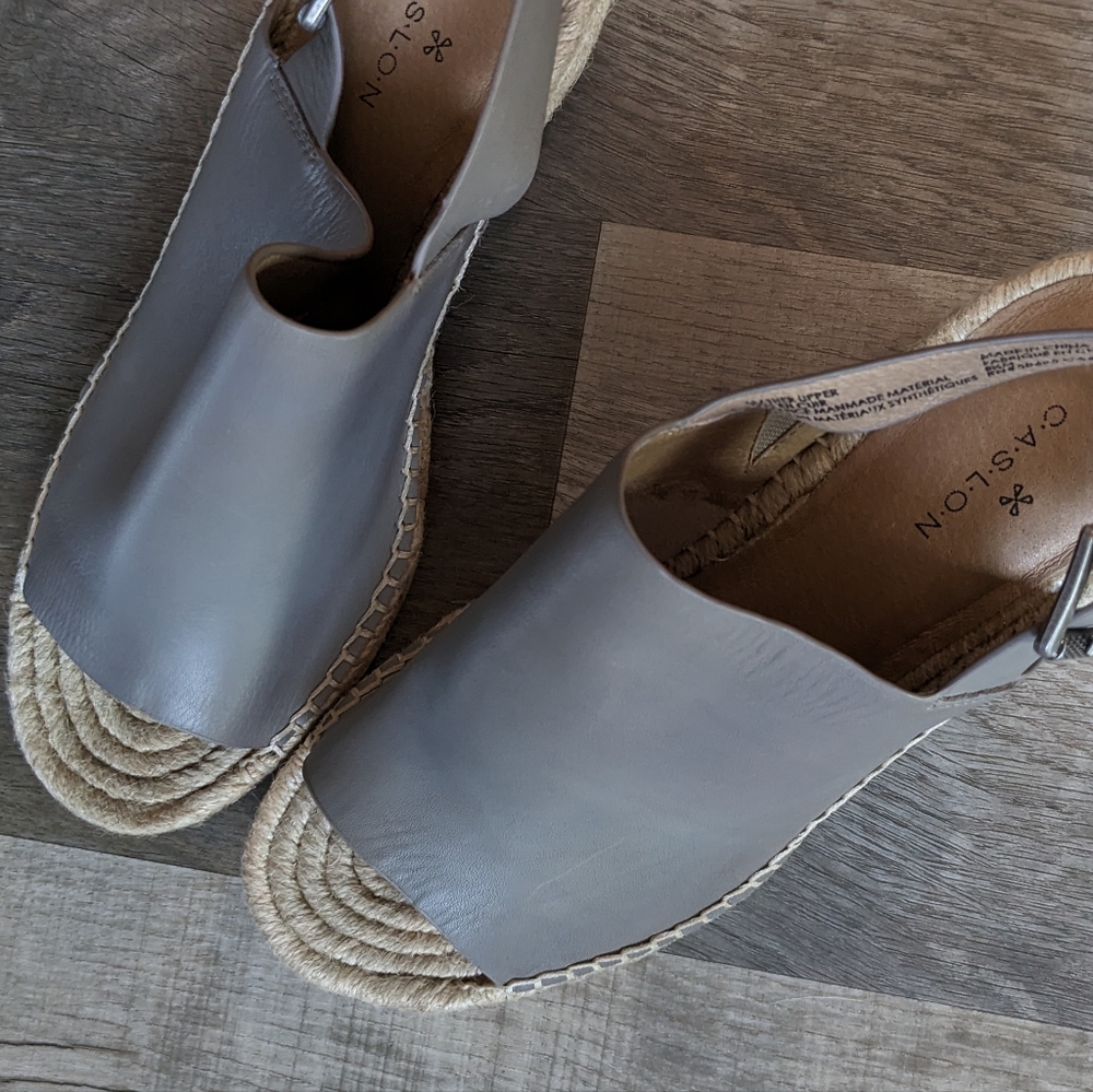Caslon Sutton Gray Slingback Leather Espadrille Sandal Size 8.5 Like NEW in box - Picture 8 of 15